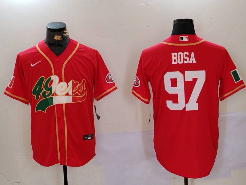 Men San Francisco 49ers #97 Bosa Red Second generation Mexican Joint Name 2024 Nike Limited NFL Jersey style 1->san francisco 49ers->NFL Jersey